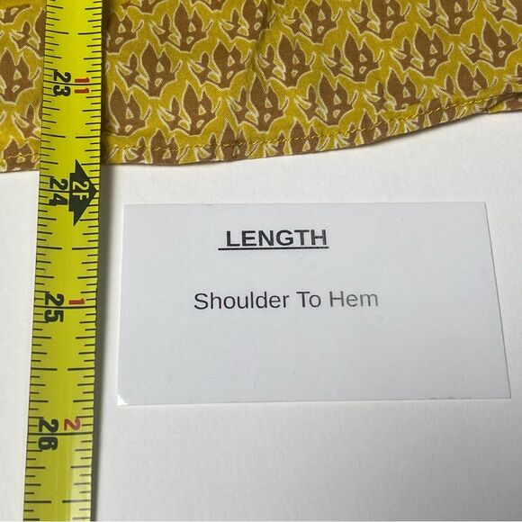 Rose + Olive Yellow Boho Short Flutter Sleeve Top W/ Tassels Women's Size Small - Picture 12 of 14